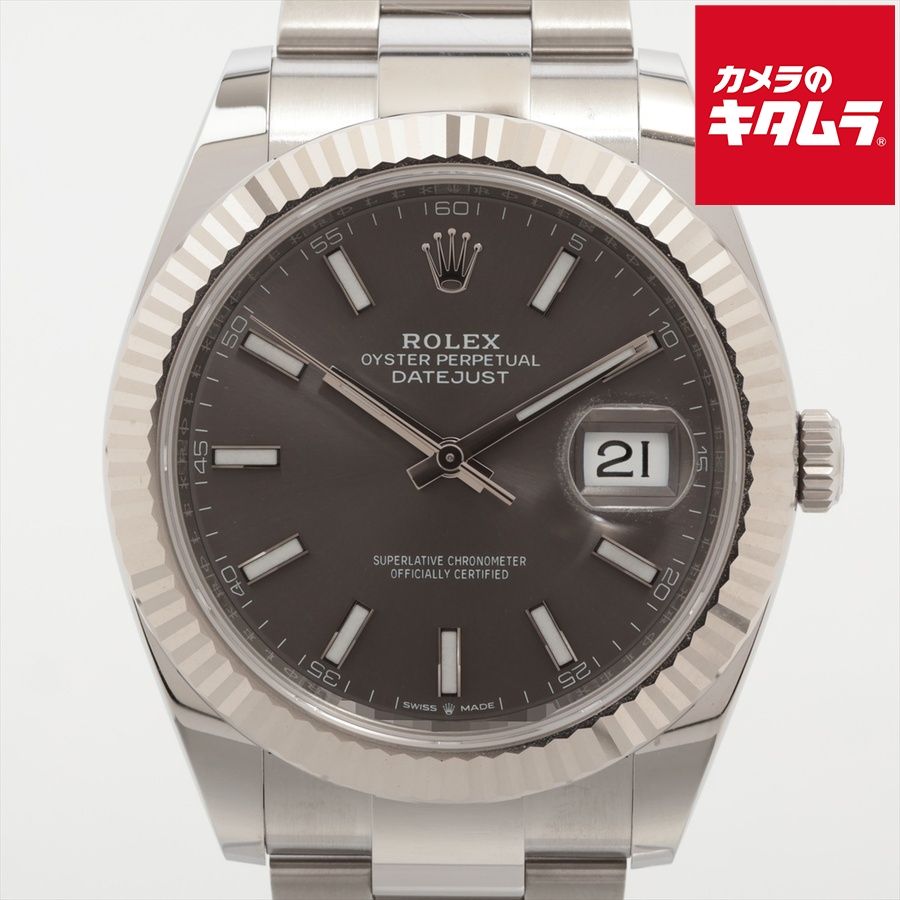 【中古】 【美品】 ロレックス(ROLEX) デイトジャスト 41 ダークロジウム [グレー系] 126334 ステンレス/ホワイトゴールド ローマ OB