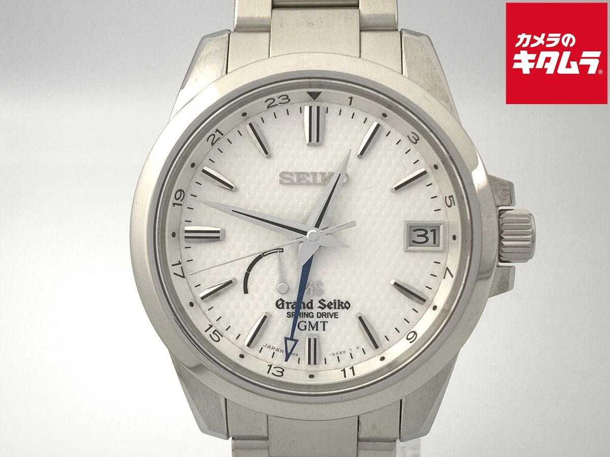 【中古】 【美品】 グランドセイコー スプリングドライブ GMT ホワイト SBGE009 ステンレススティール