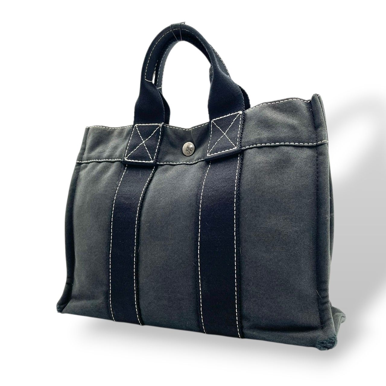 エルメス トートバッグ フールトゥPM キャンバス ネイビー ブラック シルバー金具 ハンドバッグ ミニバッグ ヴィンテージ ビンテージ クラシック カジュアル シンプル 頑丈 メンズ レディース ユニセックス 普段使い お出かけ 上品 人気 定番 S69