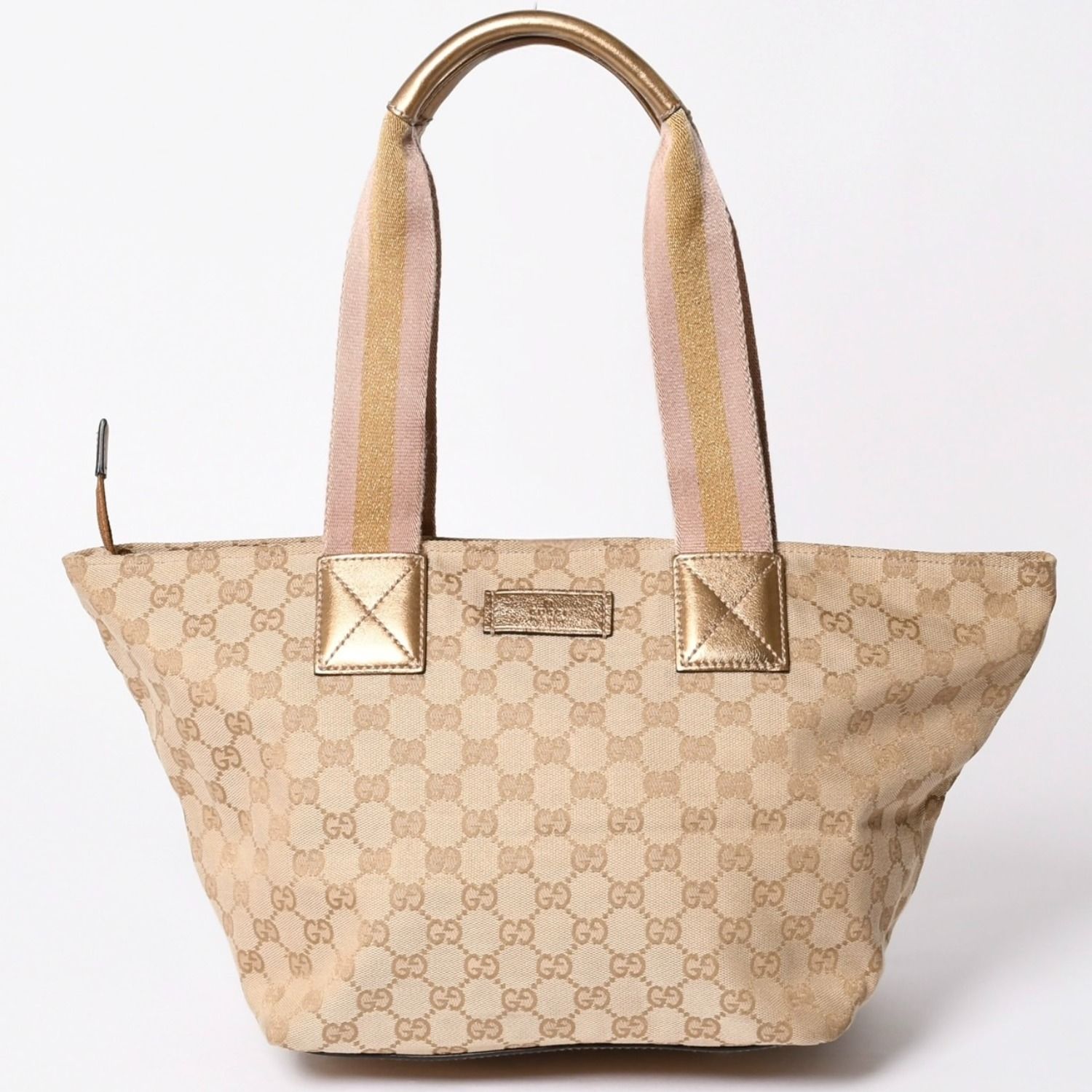 GUCCI グッチ トートバッグ Tote Bag ggキャンバス 131230 ベージュ ゴールド ブロンズ金具 美品 中古 4a001659
