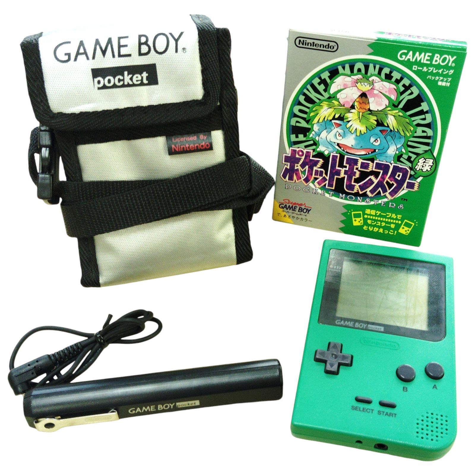 X05012 ゲームボーイポケット（緑）＋ポケットモンスター緑セット Nintendo ポケモン レトロゲーム バッテリーパック付き 緑色 GAME BOY pocket MGB-001
