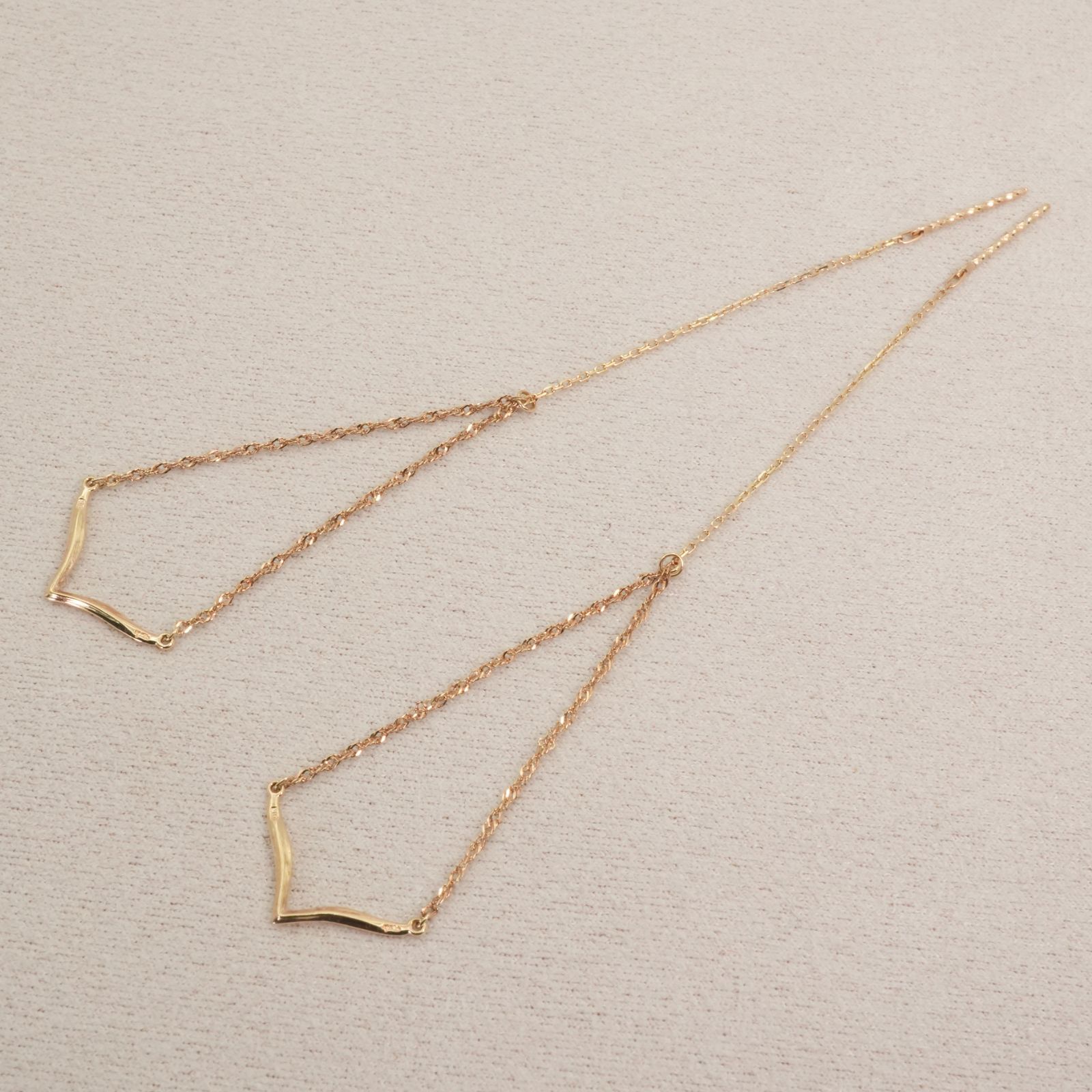 美品 アガット ゆりかご ピアス K10 アメリカンチェーン/24-5248