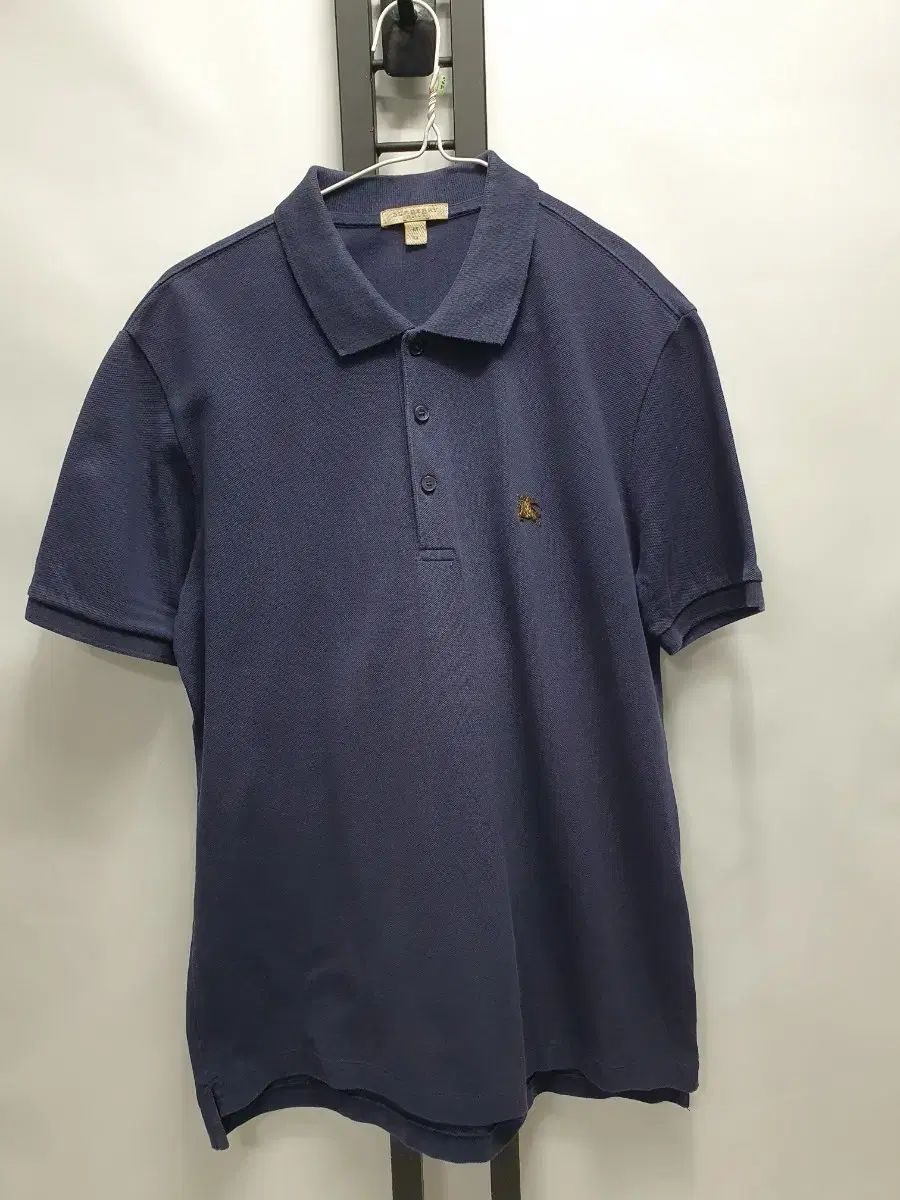 BURBERRY Brit(バーバリーブリット) 半袖 カラーTシャツ スチールロゴ ネイビー m