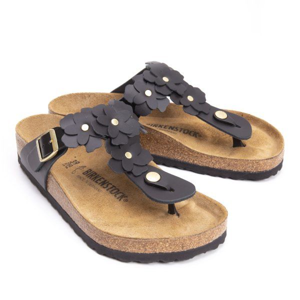 ビルケンシュトックBIRKENSTOCK ユナイテッドアローズ別注 Gizeh フラワーサンダル 黒39(25cm)