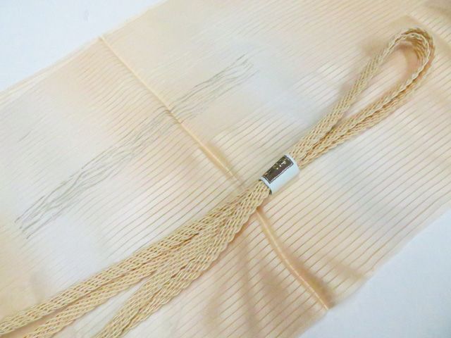【一輝堂】和装小物 帯締め帯揚げセット 平組 夏物 夏 丹後ちりめん 帯締 帯揚美品 26w04-5486