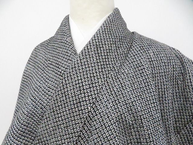 【京松】小紋 総絞り 仕付け付 着物 正絹 身丈約152.5cm 裄丈約61cm kyo8z04-767
