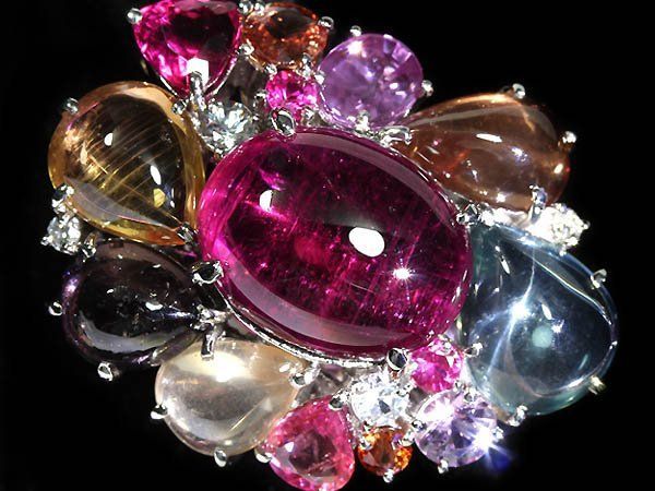 3VVL18213【売り切り】新品【RK宝石】《Rubellite》極上ルベライトキャッツアイ 8.06ct ダイヤ サファイア モルガナイト Pt900 超高級リング 25号 リング 指輪 ソーティング付