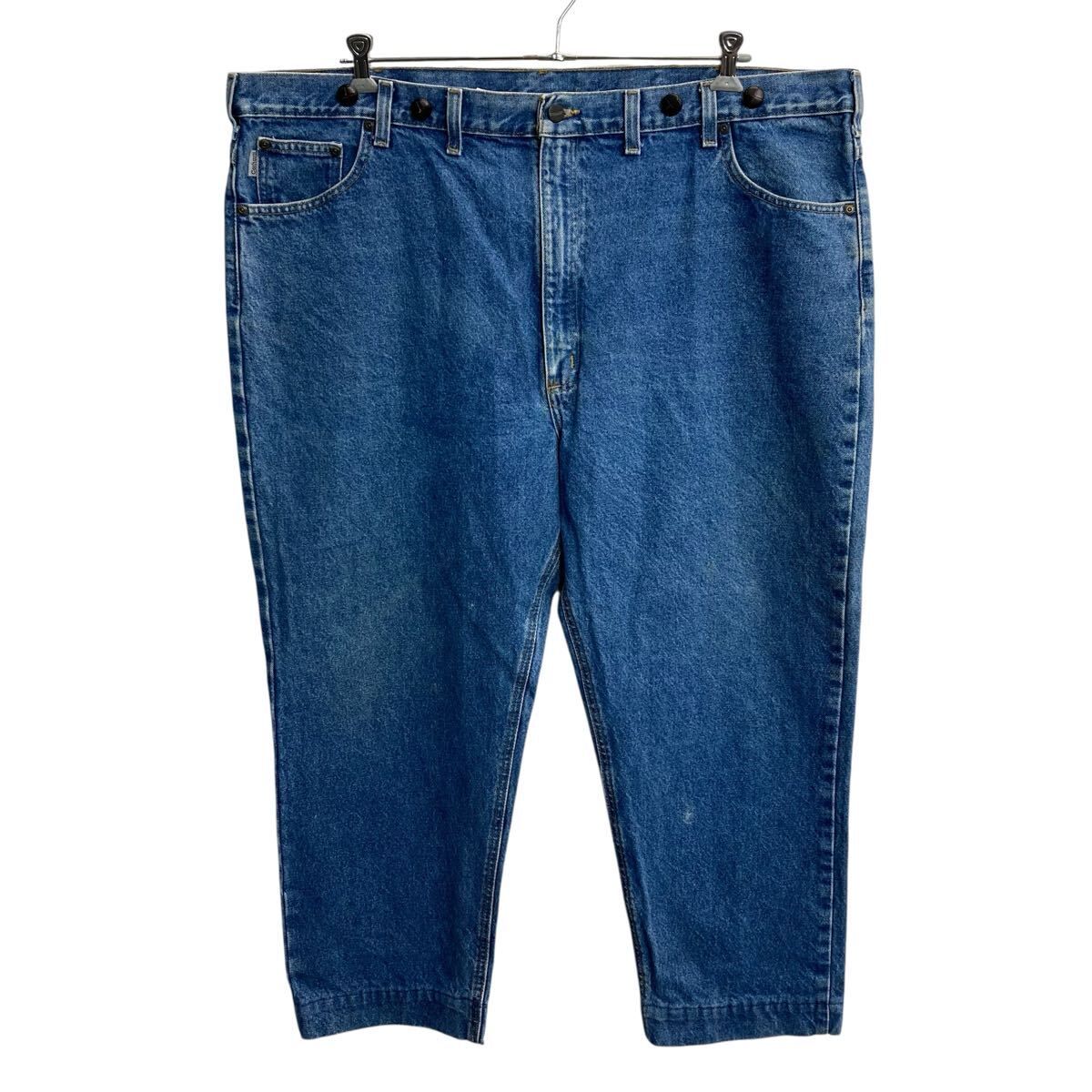 メキシコ製 Carhartt デニムパンツ W48 ブルー カーハート ジップアップ ビッグサイズ くるみボタン デニム ジーンズ 2605-89