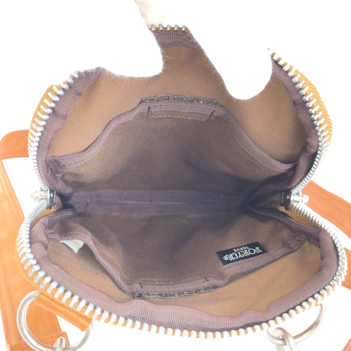 美品 PORTER ポーター フリースタイル ベージュ キャメル コーティングキャンバス ショルダーバッグ ポシェット メンズ 602282【中古】