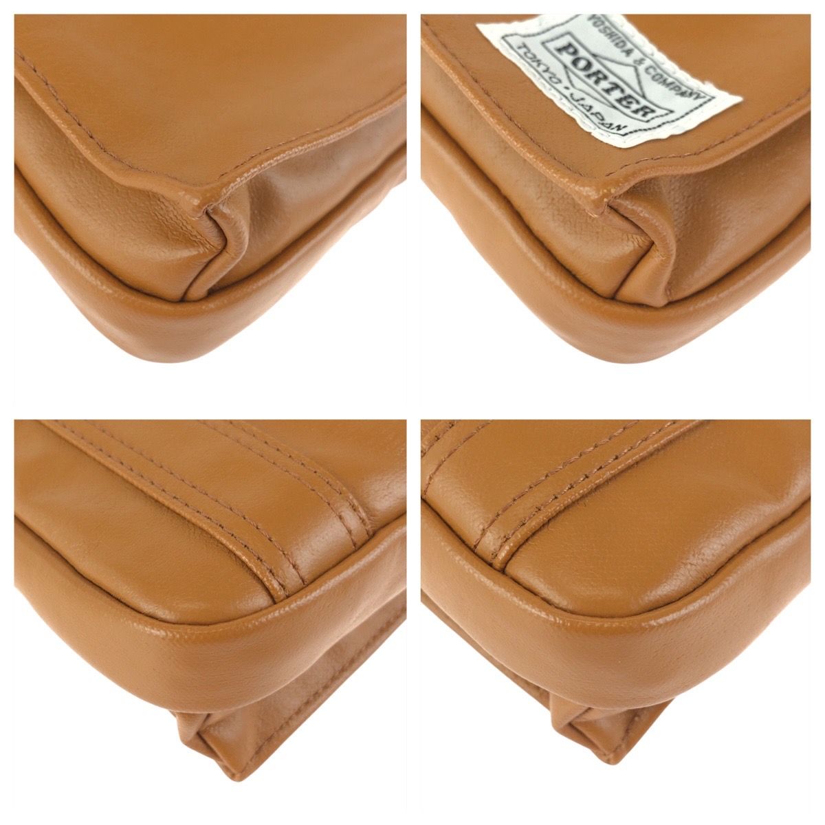 美品 PORTER ポーター フリースタイル ベージュ キャメル コーティングキャンバス ショルダーバッグ ポシェット メンズ 602282【中古】