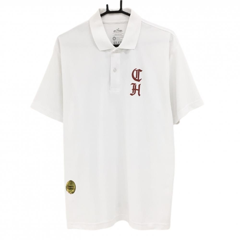 クラブハウス 半袖ポロシャツ 白×レッド Highballers バックプリント