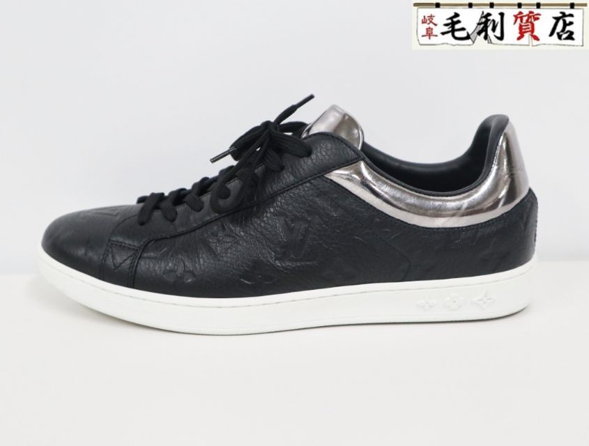LOUIS VUITTON ルイヴィトン モノグラム ルクセンブルク ライン ローカットスニーカー ブラック シルバー サイズ7 美品 靴