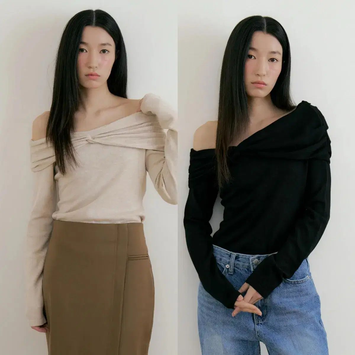 ルシルージュ ウールニット オフショルダー 2枚セット