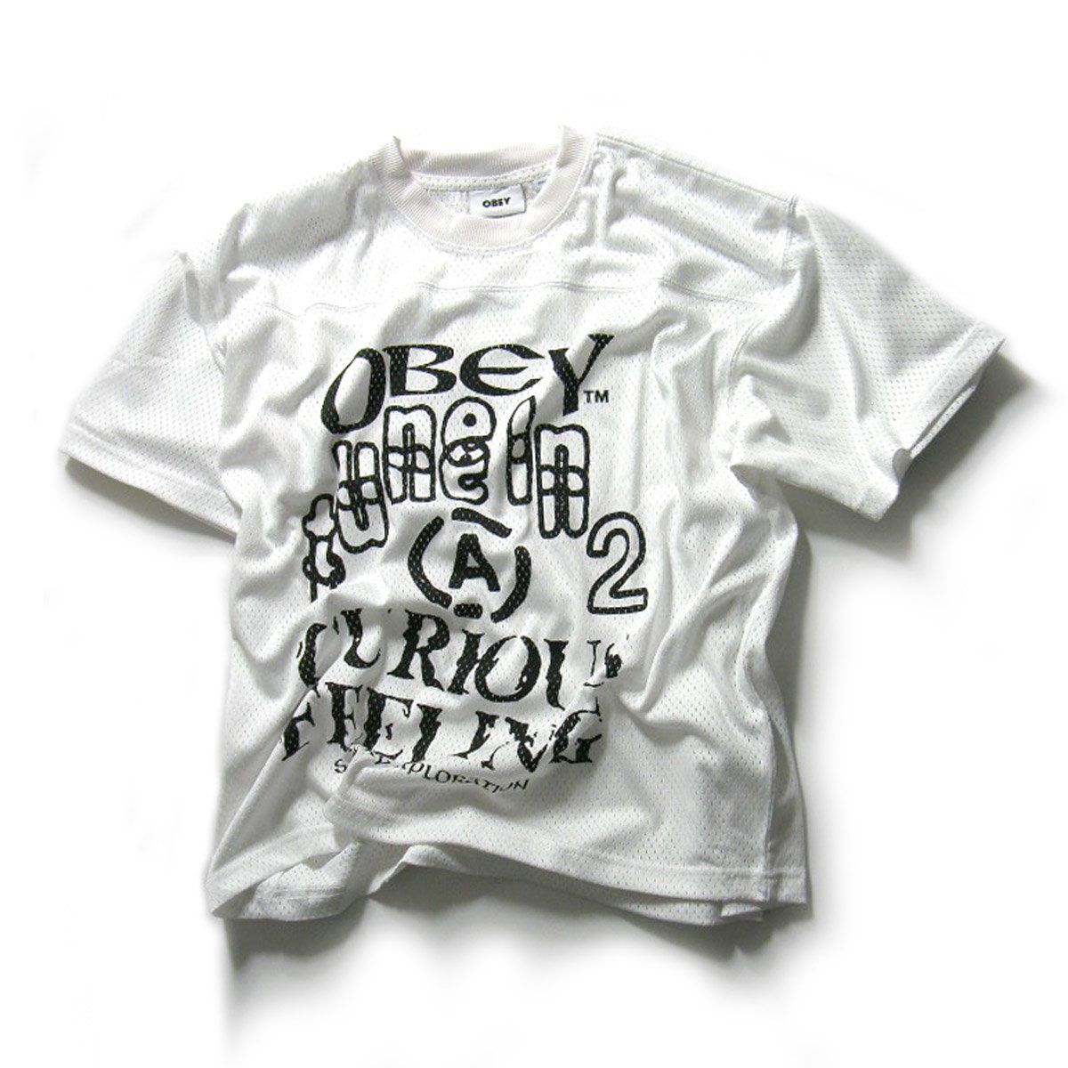 【新品】 OBEY ／ オベイ　グラフィック Tシャツ 両面プリント メッシュ プラクティス ジャージ ホワイト ｜ オールシーズン 8,360円