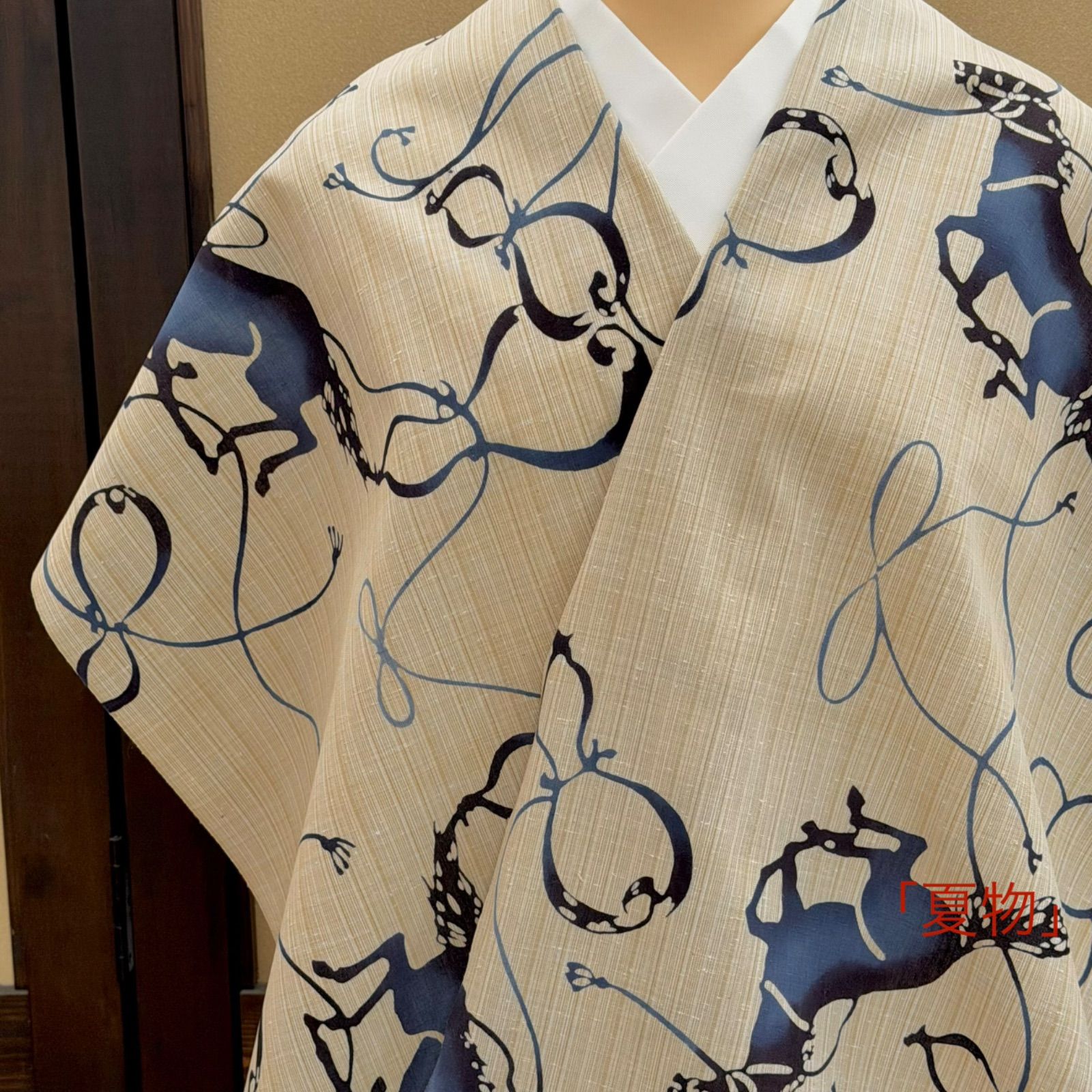 「夏着物」浴衣　竺仙　綿ゆかた　瓢箪から駒　「宮下真理子作画」　0864