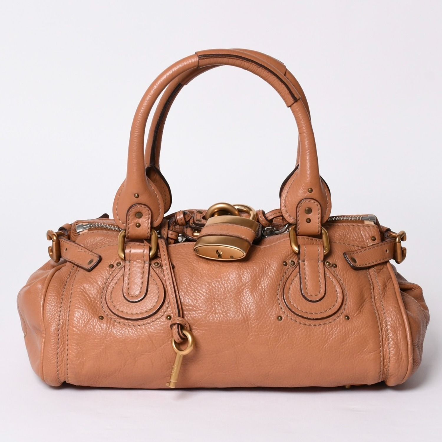 極美品 CHLOE クロエ パディントン ハンドバッグ レザー ブラウン ゴールド金具 01-07-51-5191 中古 4a001664
