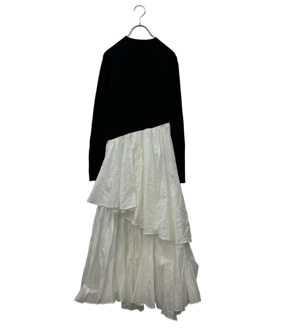アニュアンス 長袖ワンピース ボートネックイレギュラーヘムドッキングニットワンピース 1523631502 レディース SIZE M anuans
