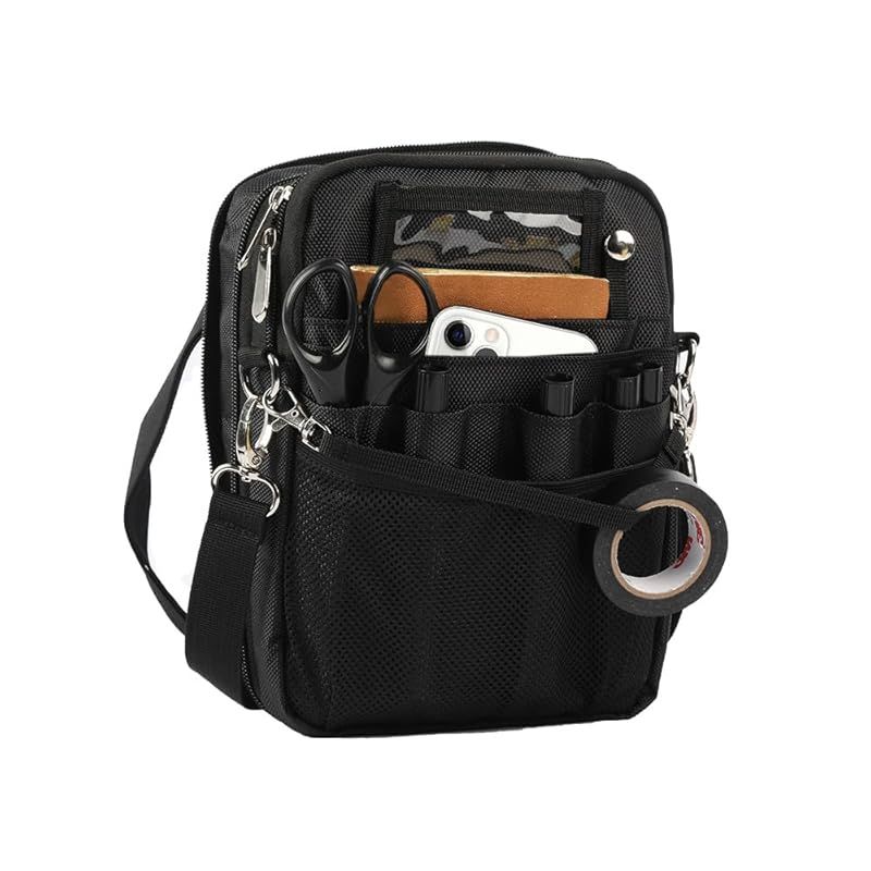 【新品】 [CARRY ALL BEFORE ONE] 多機能 ナースポーチ ウエストバッグ マチ拡張可能 ダブルジッパー 3way ショルダー マチ付き 文具 工具バッグ 作業用 業務用 看護 介護 事務 ベルト付き 撥水 防傷 12ポケット Mサイズ 0