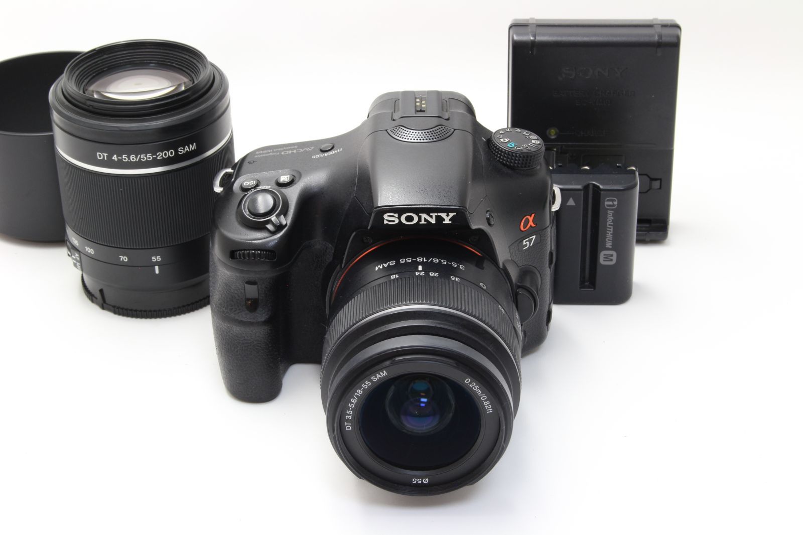 B+ (並品) SONY ソニー α57 SLT-A57 ダブルズームレンズキット 18-55 55-200mm 初期不良返品無料 4-124