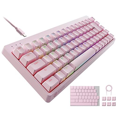 【新品】ゲーミングキーボード V-custom VK300S 有線 RGB テンキーレス 65%サイズ メカニカル ネオクラッチキーキャップ 銀軸 スピードリニア USBポート搭載 ピンク TK-VK300SPN 6529225b