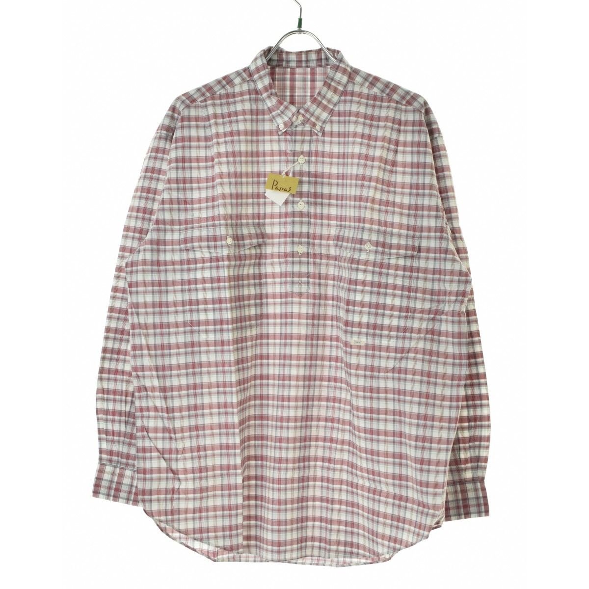 PAPAS】D0421FBC40 チェックボタンダウンプルオーバー長袖シャツ 