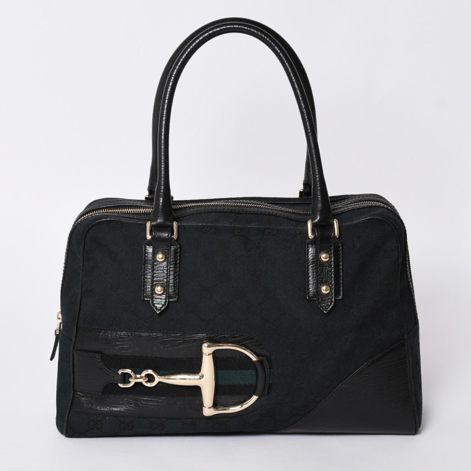 ショッピング安心 GUCCI グッチ GGキャンバス・ホースビット・トート