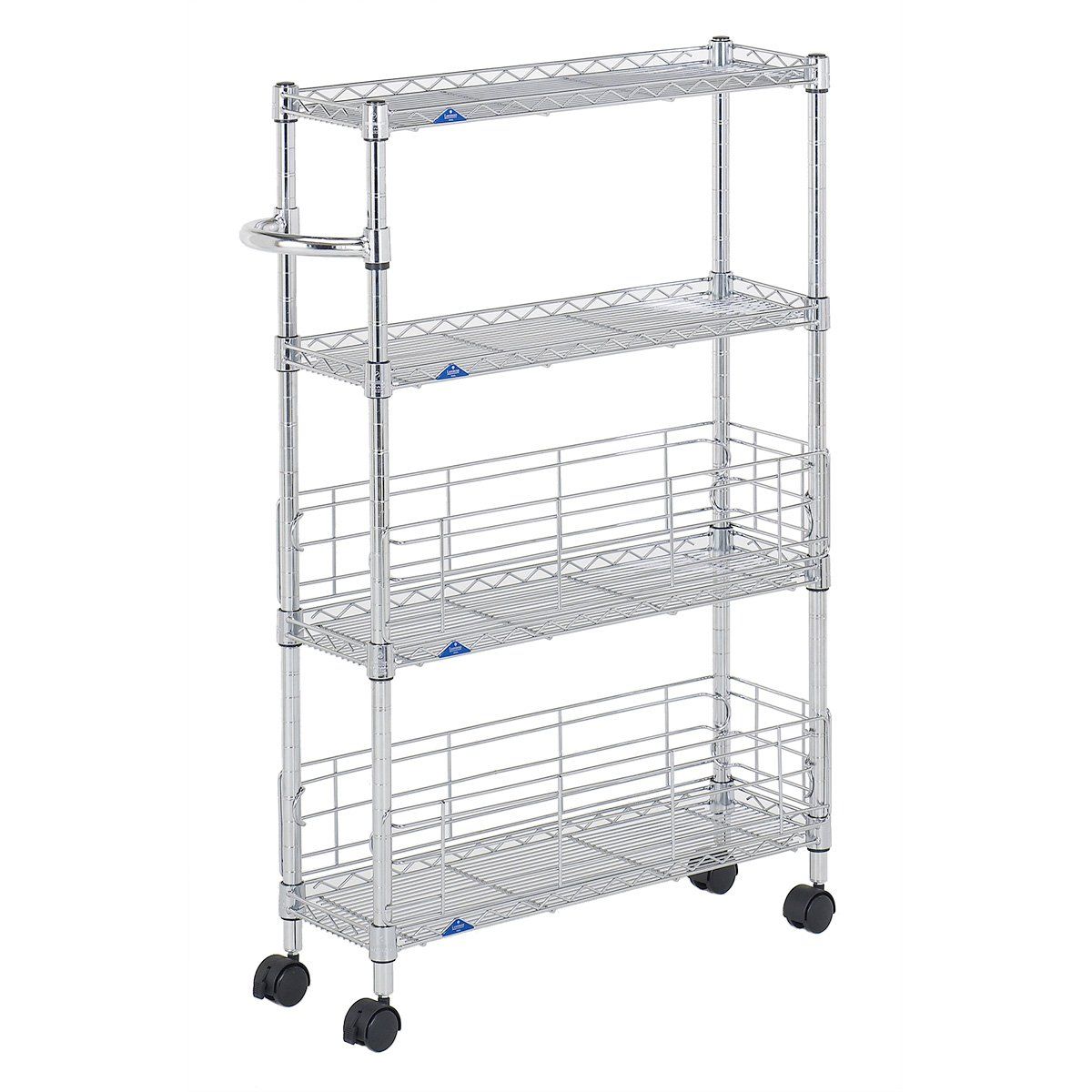 ☆新品☆ドウシシャ ルミナス フィール キッチンラック ワゴン スチールラック 隙間収納 収納棚 幅20 4段 サビに強い 防錆加工 組立簡単 キャスター付き 耐荷重80kg (棚板1枚) ポール径19mm 幅19.5×奥行59.5×高さ94 c54d0688
