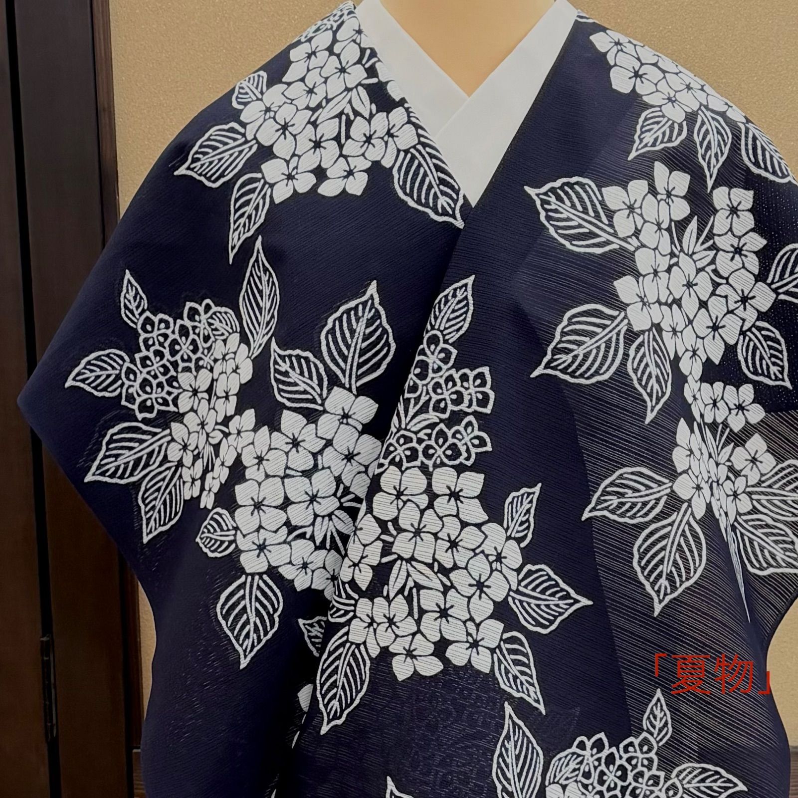 「夏着物」　浴衣　竺仙　綿絽地染　紫陽花　0871