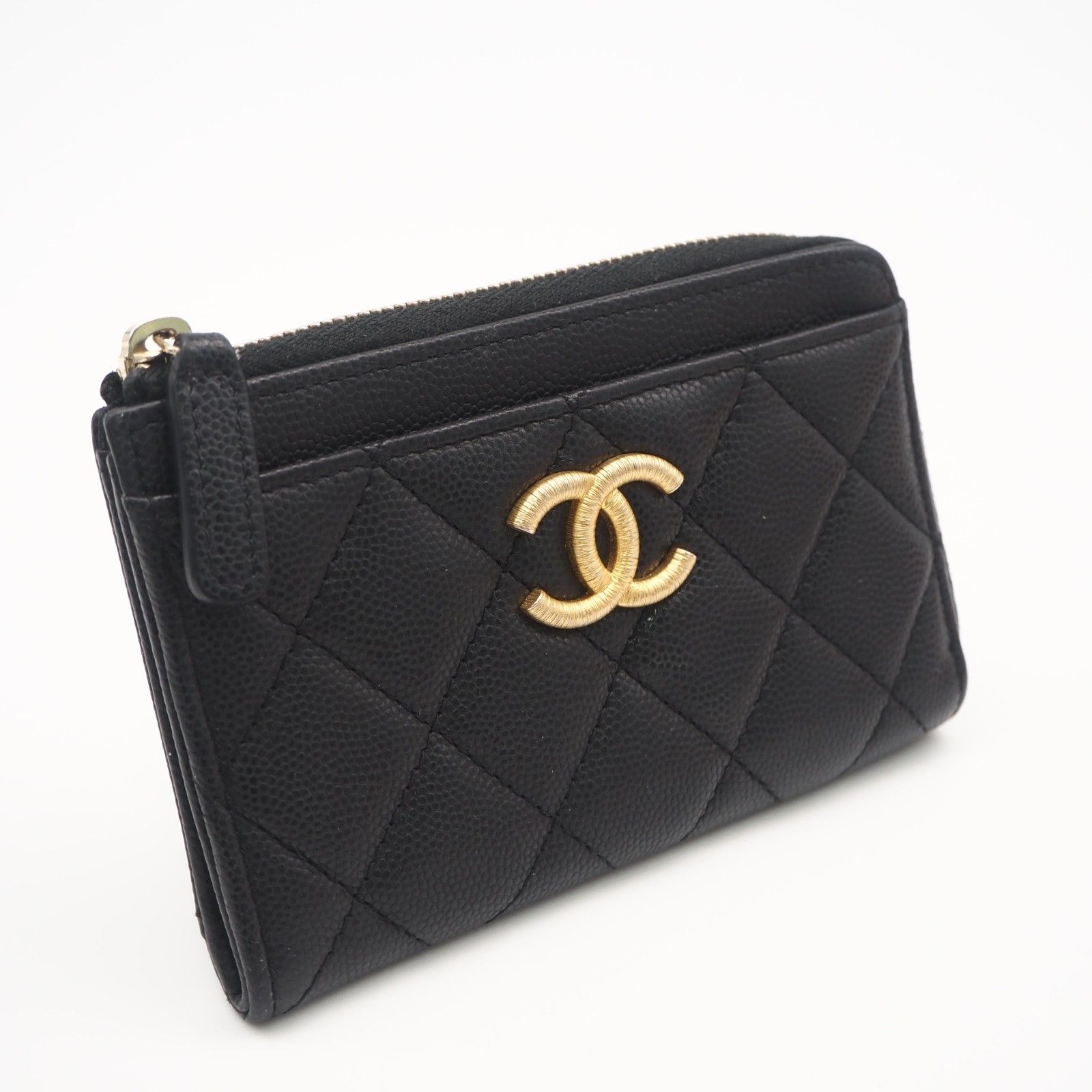 ★3日以内返品可★ 美品 CHANEL シャネル キャビアスキン マトラッセ フラグメントケース AP4478 コインケース ブラック キャビアスキン レディース