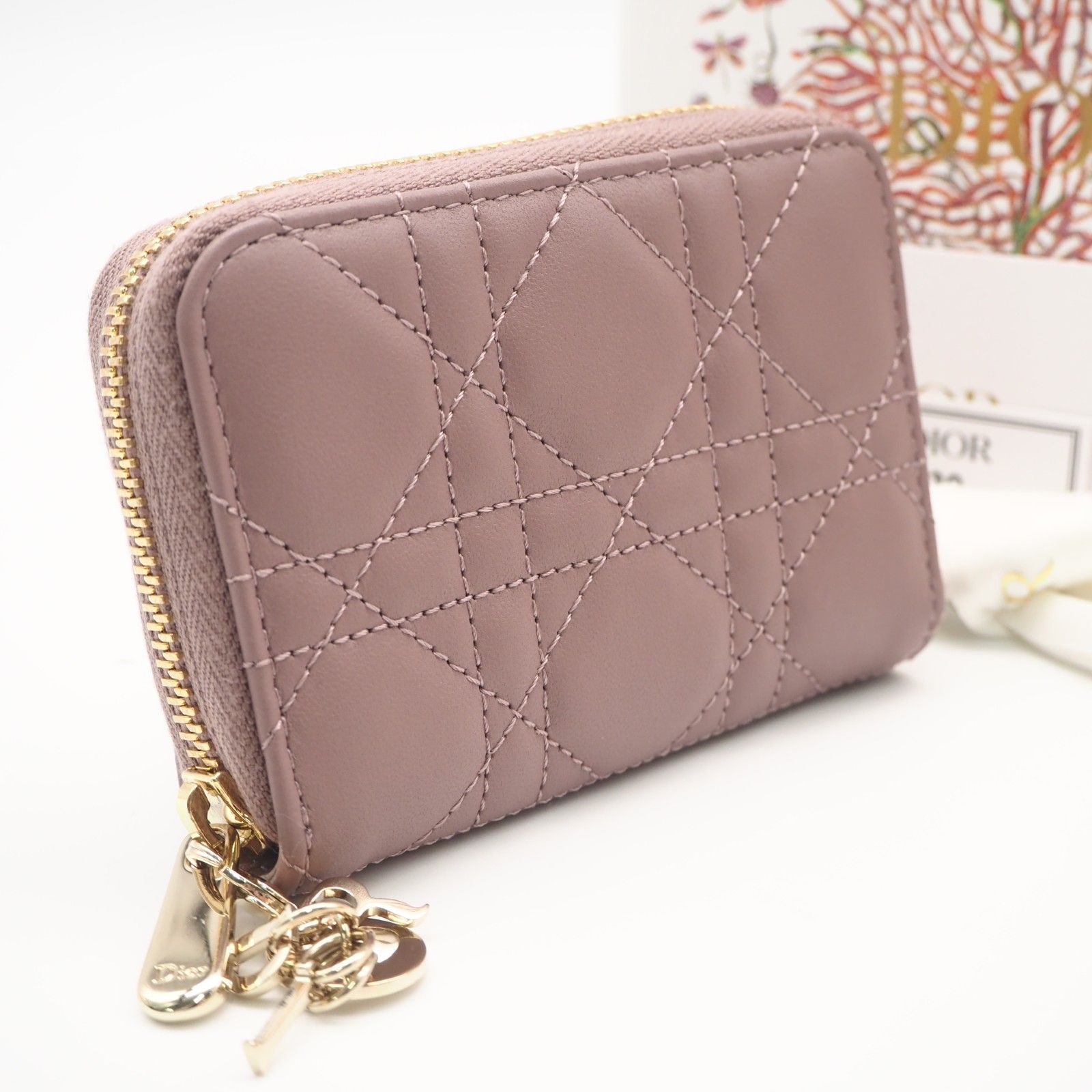 ★3日以内返品可★ 極美品 Christian Dior クリスチャンディオール レディディオール カナージュ コインケース S0985ONMJ コインケース パープル ラムスキン レディース