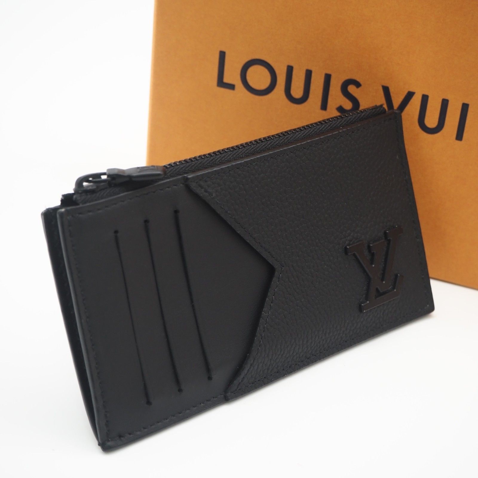 ★3日以内返品可★ 美品 LOUIS VUITTON ルイ・ヴィトン LVアエログラム コインカード ホルダー ノワール M82068 カードケース ブラック カーフレザー メンズ
