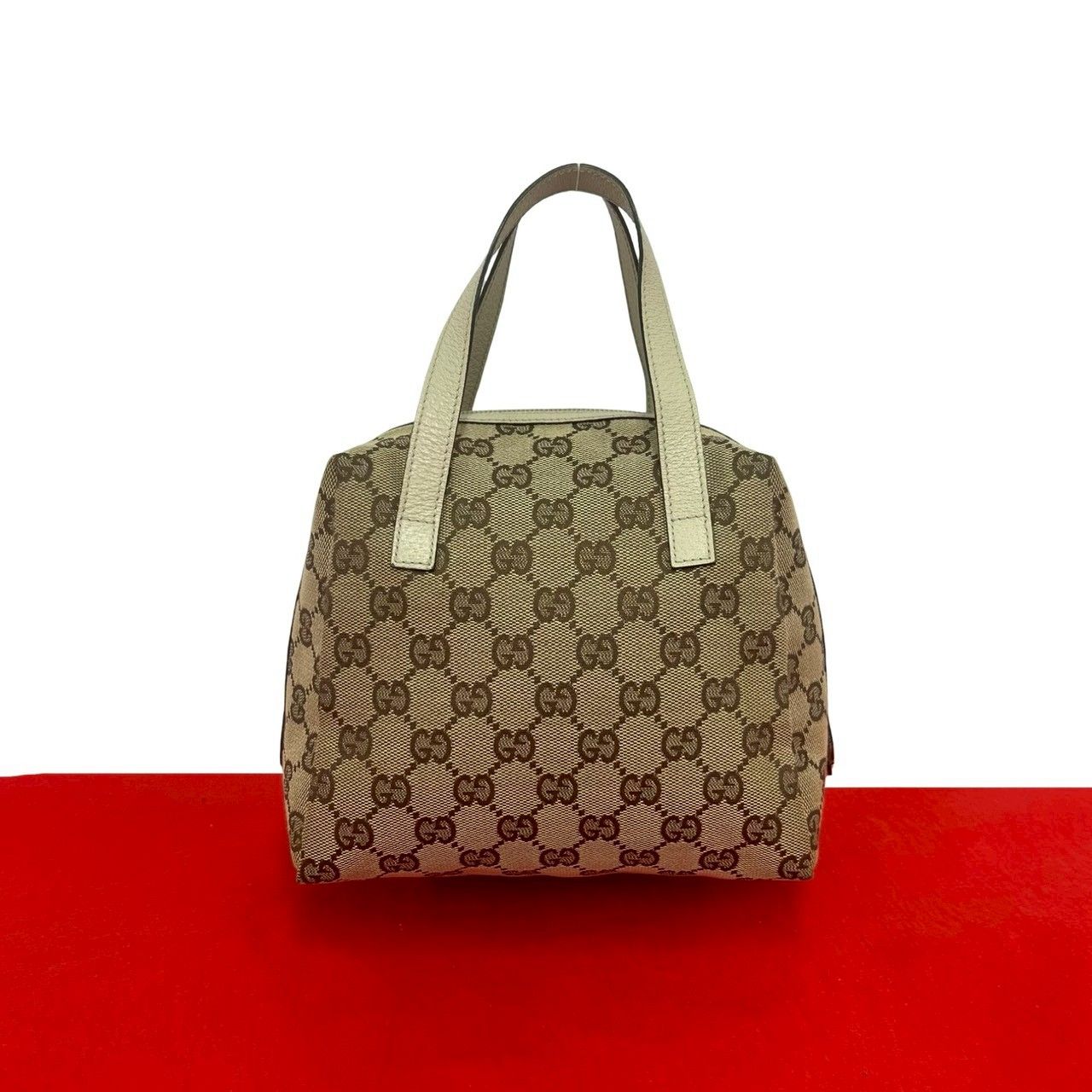 GUCCI ミニボストン GGキャンバス ハンドバッグ 極 美品 GUCCI グッチ GG キャンバス GG 柄 レザー 本革 ハンドバッグ