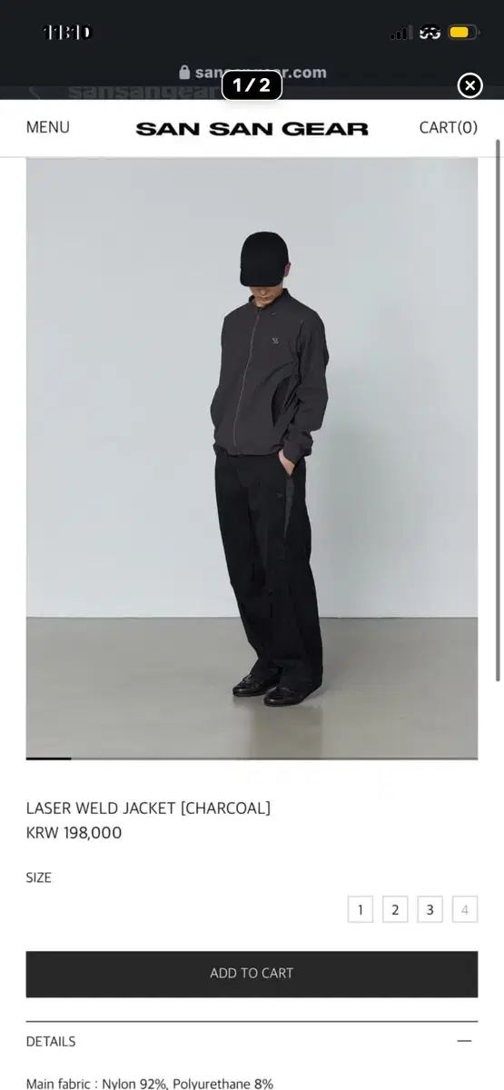 3 サンサンギアー レーザー ジャケット チャコール LASER WELD JACKET