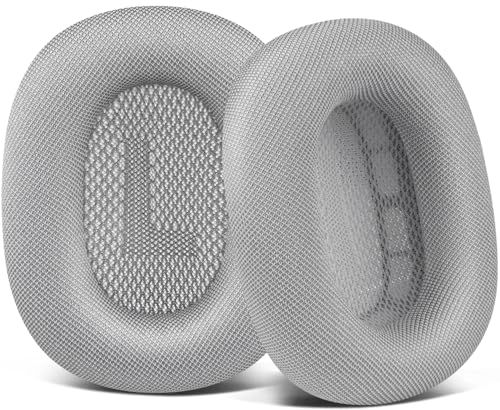 SOULWIT イヤーパッド イヤークッション for Airpods Max Over-Ear ヘッドセット 用 交換 耳当て パッド 丈夫なメッシュファブリック ヘッドパッド 柔らかいフォーム イヤーカップ - シルバー shu 393875ee