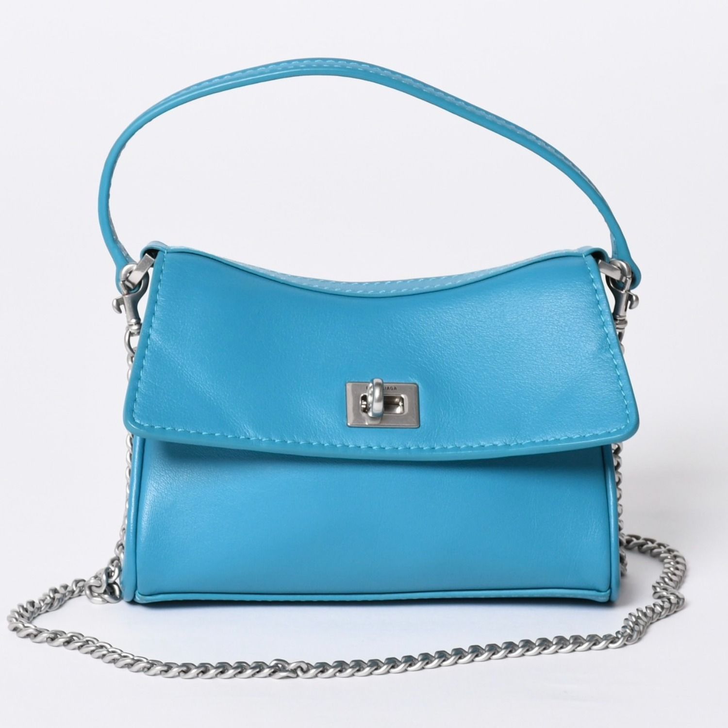 極美品 BALENCIAGA バレンシアガ RODEO NANO ロデオ ナノ チェーンショルダーバッグ 819429 レザー ブルー マットシルバー金具 中古 4a001680 90,750円