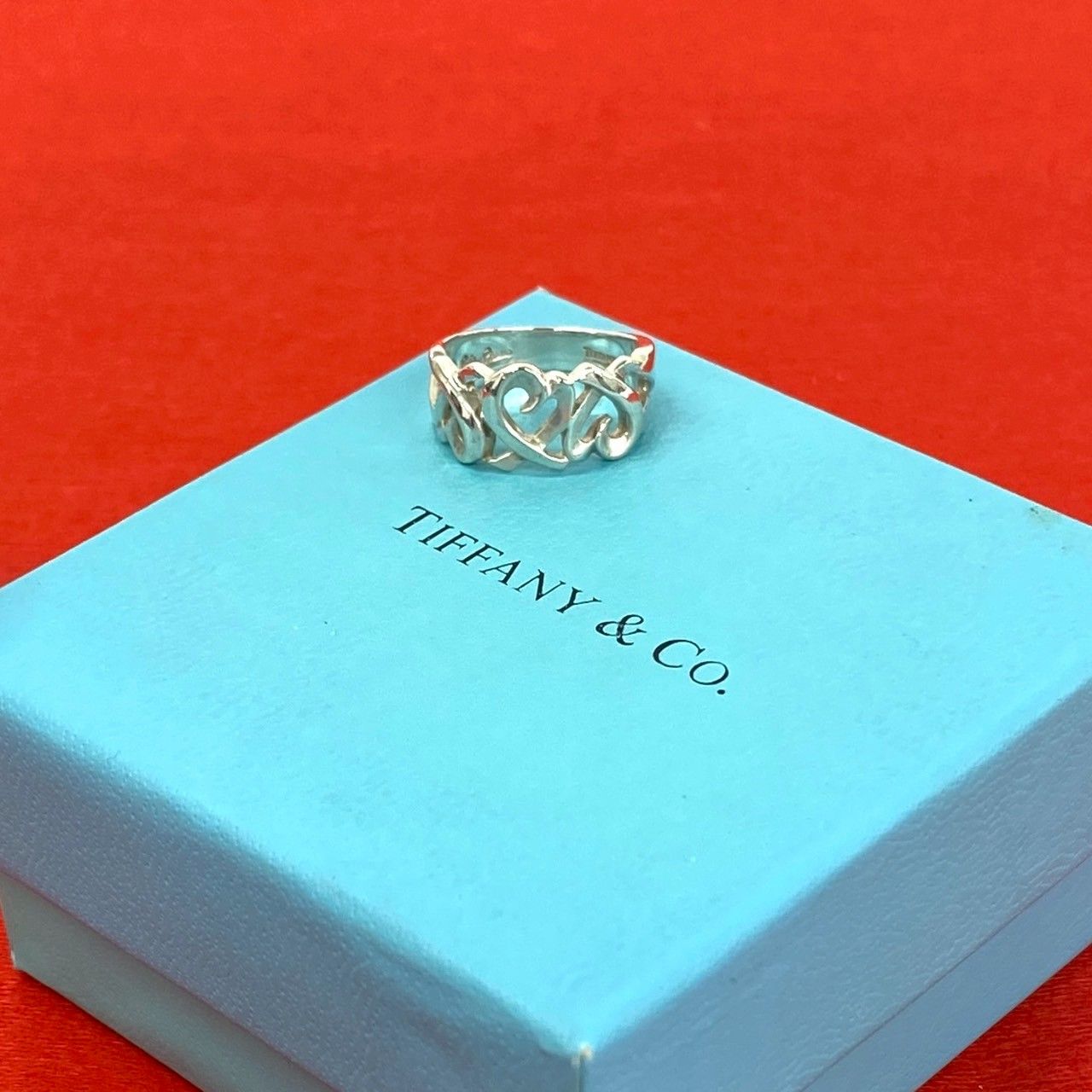 極 美品 TIFFANY&Co. ティファニー トリプルラビングハート シルバー925 リング 指輪 11号 アクセサリー シルバー -0501