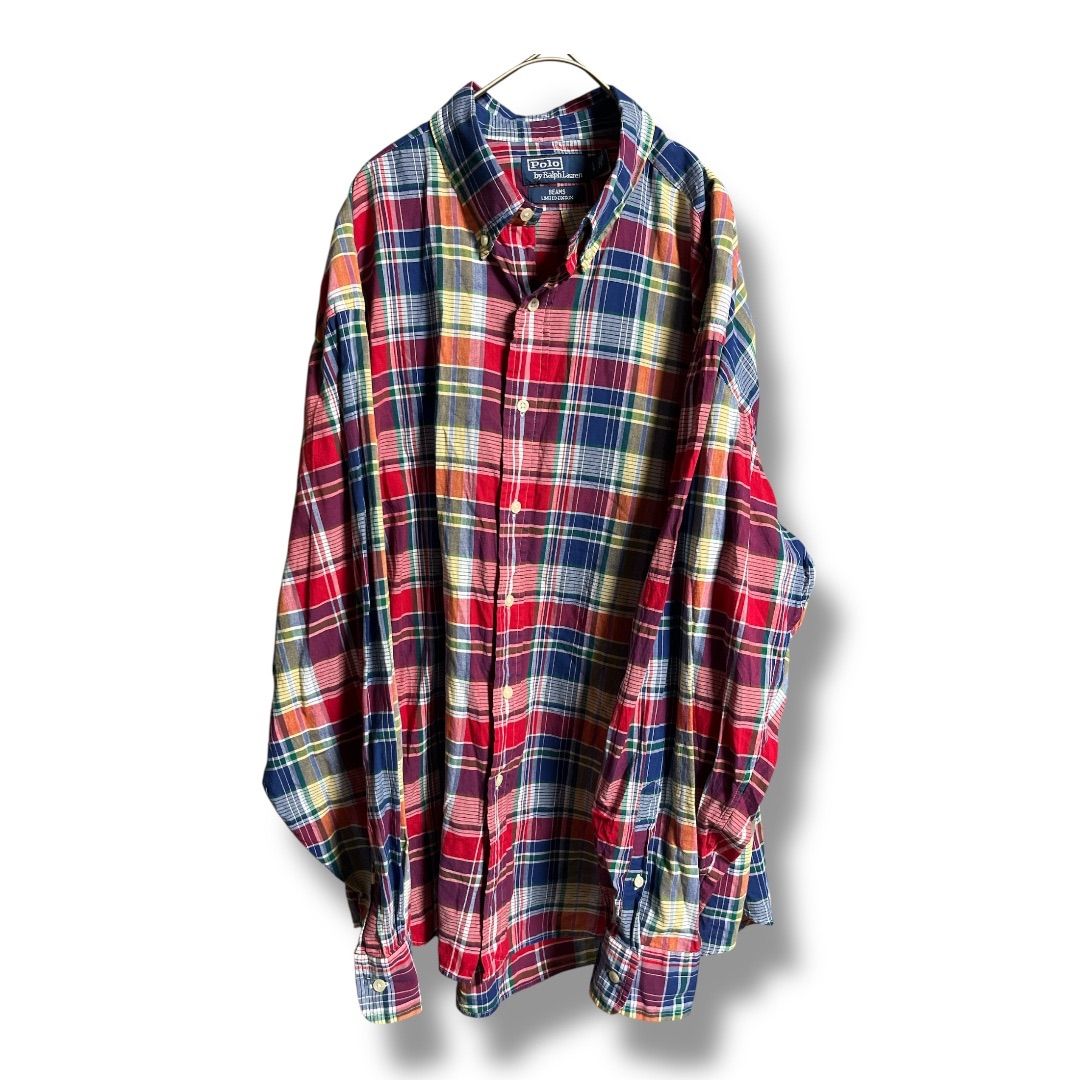 Polo by Ralph Lauren ポロバイラルフローレン BEAMS別注 チェック柄 長袖 BDシャツ コットン トップス 羽織り メンズ サイズL 春 ゴーゴー古着久喜倉庫店 36 No.K1918Y