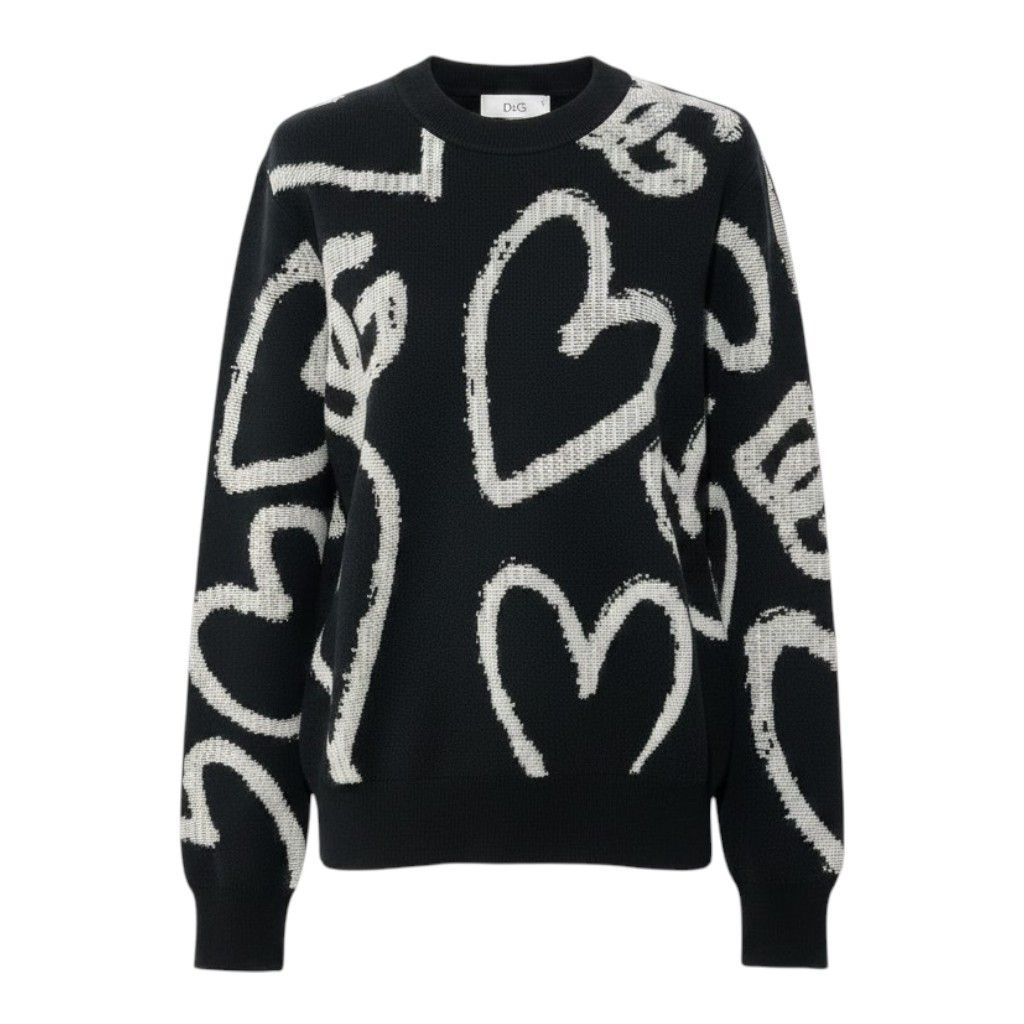 e8 《未使用品》 DOLCE&GABBANA ドルチェアンドガッバーナ ハートアイコン ニットトップ Heart Icon Knit Top サイズXS ブラック D&G ドルガバ タグ付t18r