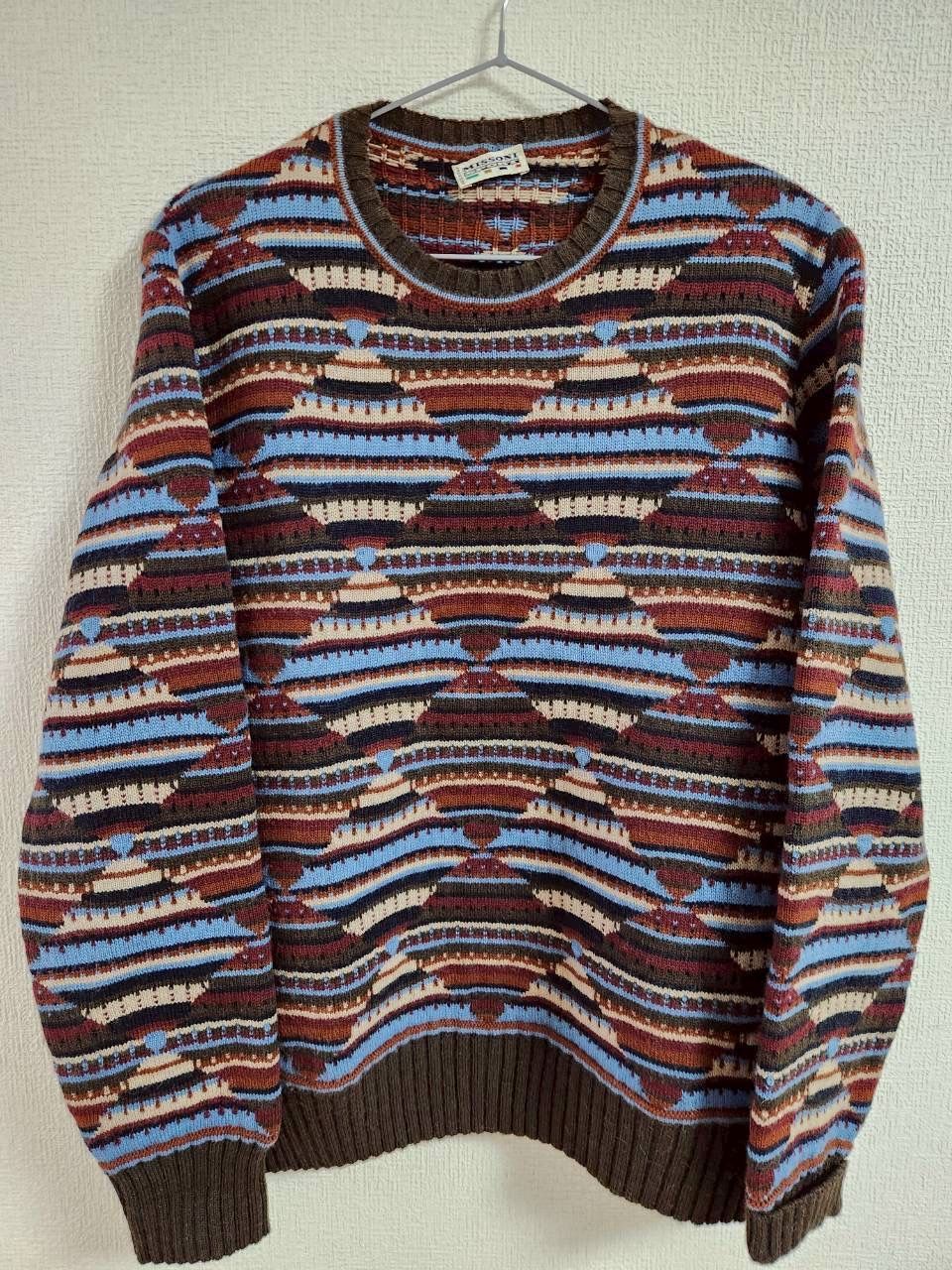 【良品】MISSONI ミッソーニ SPORTS 幾何学 総柄 アルパカ混 ニットセーター メンズ S-M