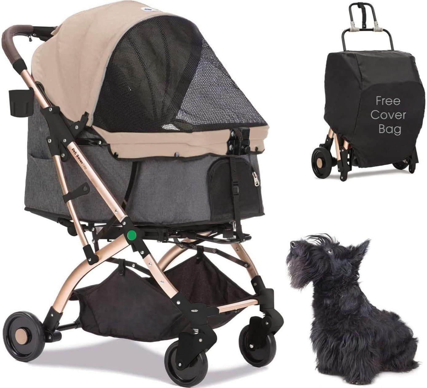 ペットカート 犬 バギー 4輪 犬用かーと 小型犬 中型犬 猫 多頭 ペットキャリーカート ワンタッチ折り畳み コンパクト收纳 自立式 ペットバギー犬介護用かーと軽量前輪360°回転 後輪ブレーキ付 飛び出し防止 組み立て簡単 耐荷重30KG 外出便利