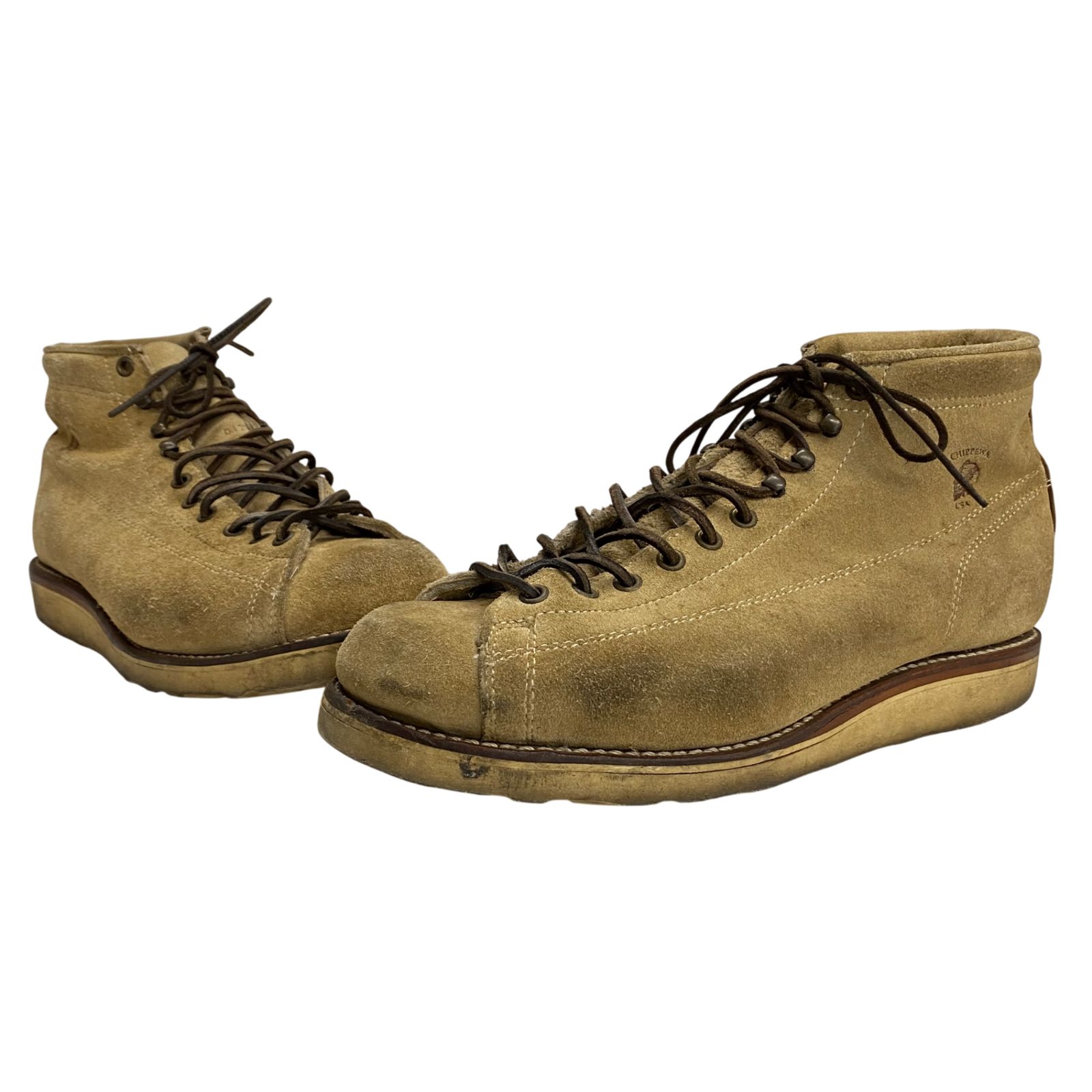 チペワ CHIPPEWA 90's 白タグ モンキーブーツ スエード 9 1/2EE メンズ靴 ブーツ ワーク ベージュ 27.5cmサイズ 201-shoes1720 VB