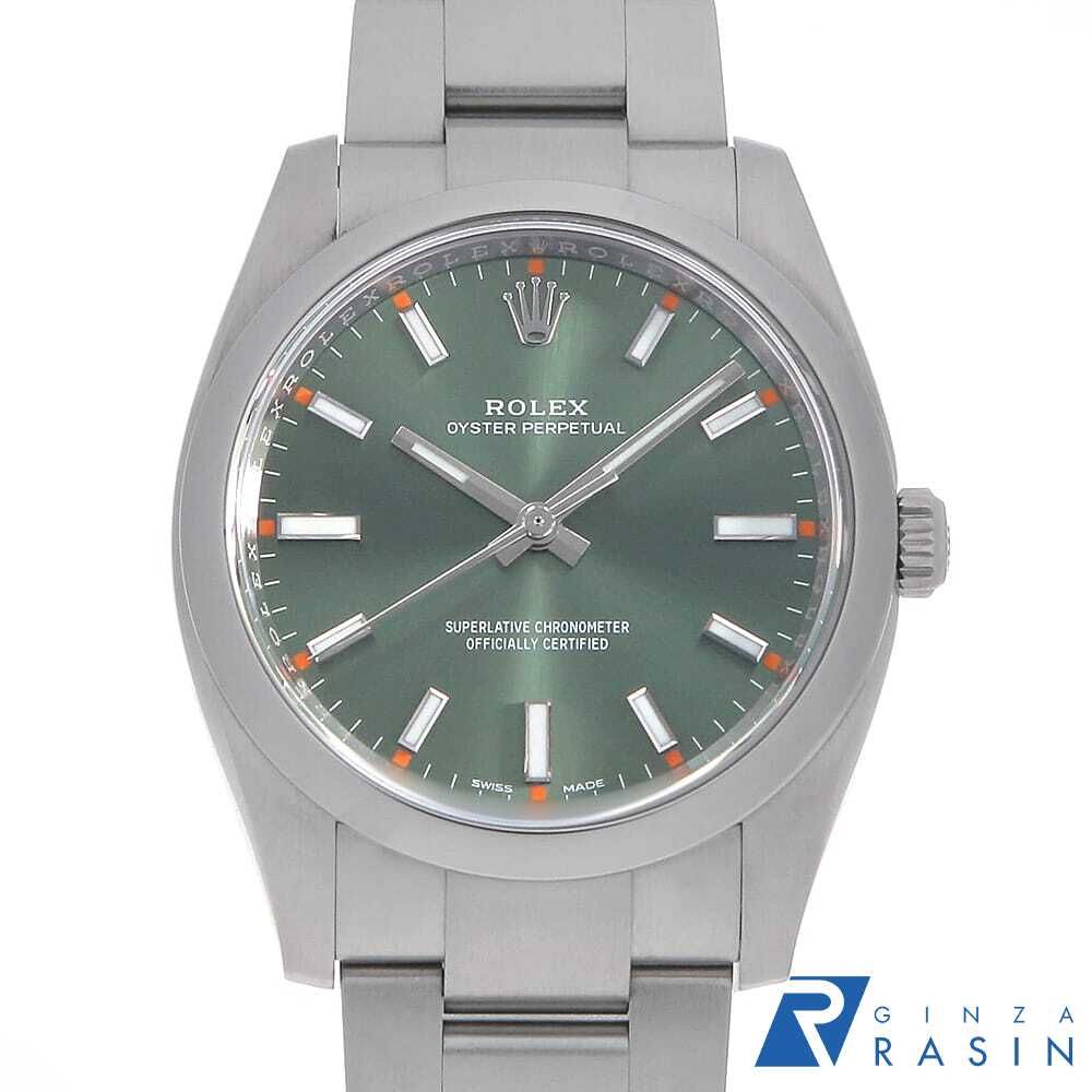 ロレックス オイスターパーペチュアル 114200 オリーブグリーン ランダム番 中古 メンズ