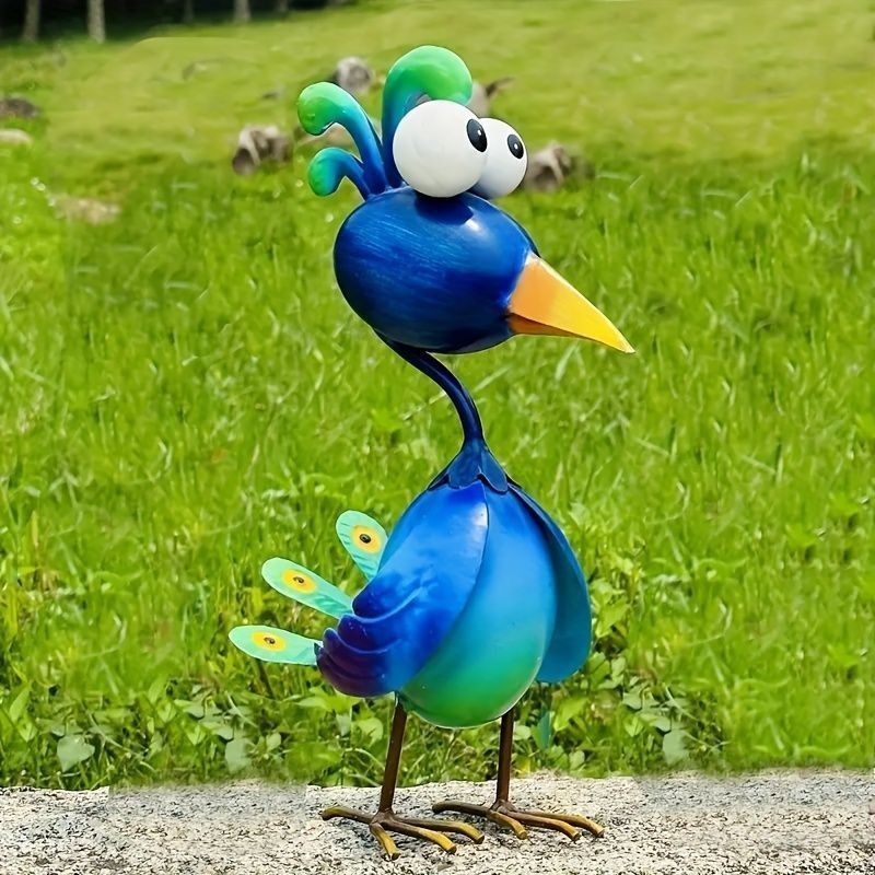 置物 オブジェ ガーデンオーナメント 室内 屋外 インテリア 可愛い クジャク 孔雀 鳥 トリ 玄関 リビング ダイニング 装飾 オフィス 庭 ガーデニング 装飾 ガーデン インテリア ブルー