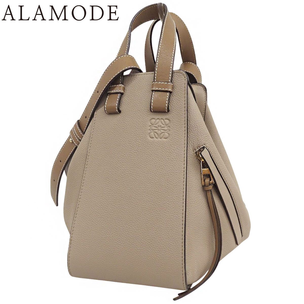 LOEWE(ロエベ) Hammock ハンモック スモール バッグ ハンドバッグ 2WAY ショルダー 肩掛け レザー グレージュ ベージュ ゴールド金具 レディース 40802187796【中古】【アラモード】