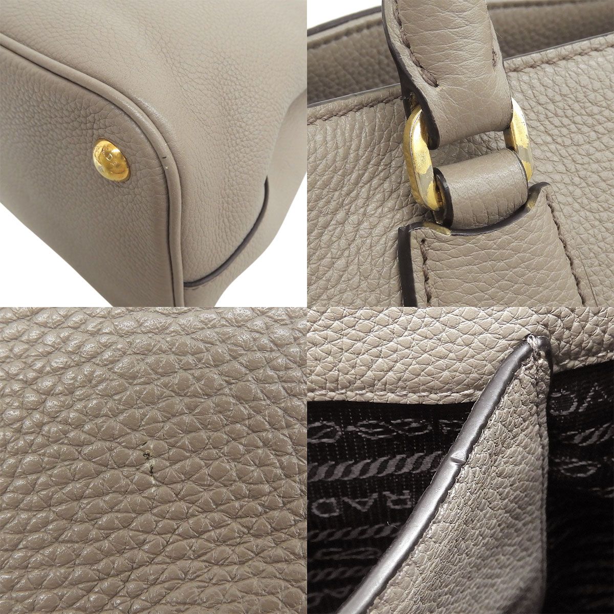 PRADA(プラダ) 2WAY ハンドバッグ ハンドバッグ ショルダー 肩掛け 斜め掛け レザー グレージュ グレー ゴールド金具 レディース 40802189643【中古】【アラモード】 PRADA(プラダ) 2WAY ハンドバッグ ハンドバッグ ショルダー 肩掛け 斜め掛け レザー グレージュ グレー ゴールド金具 レディース 40802189643【中古】【アラモード】