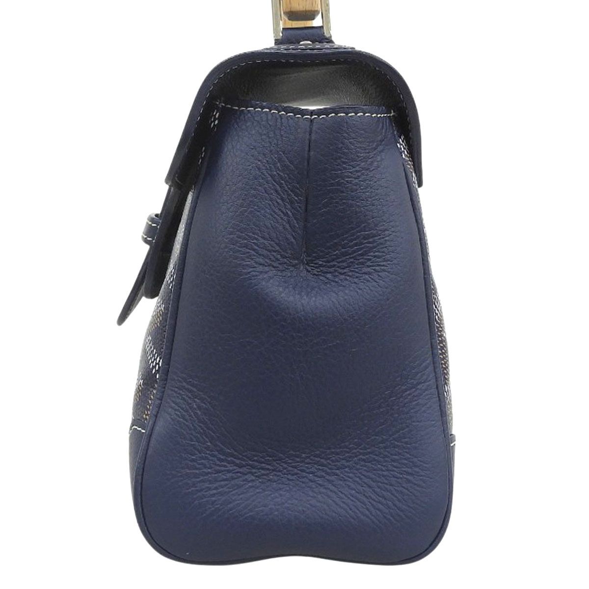 GOYARD(ゴヤール) サイゴン ミニ ハンドバッグ 2WAY ショルダー 肩掛け 斜め掛け ワンハンドル レザー ウッド ゴヤールディンキャンバス ネイビー紺 シルバー金具 レディース 40802185449【中古】【アラモード】