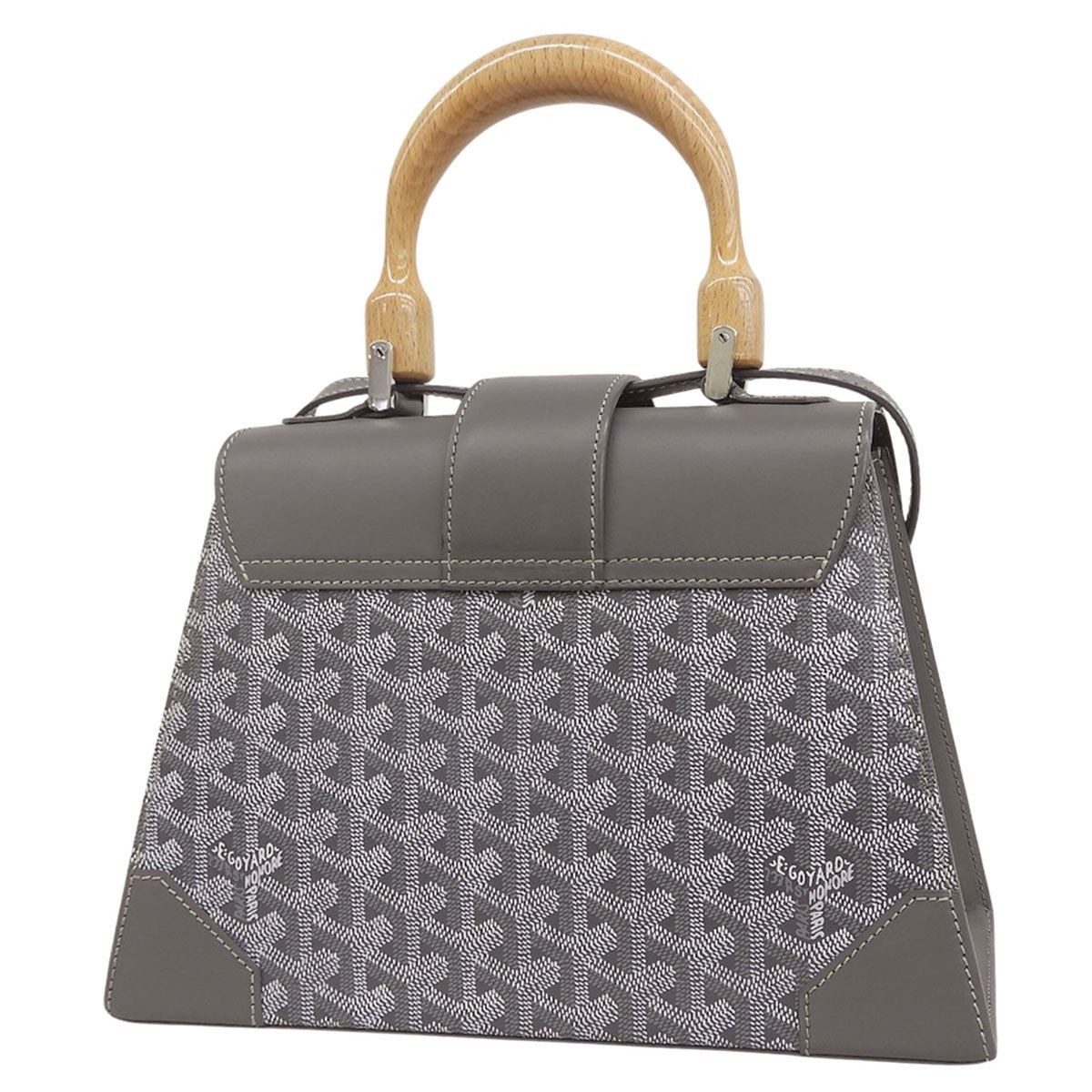 GOYARD(ゴヤール) サイゴンPM ハンドバッグ 2WAY ショルダー 肩掛け 斜め掛け ワンハンドル レザー ウッド ゴヤールディンキャンバス グレー シルバー金具 レディース 40802189815【中古】【アラモード】