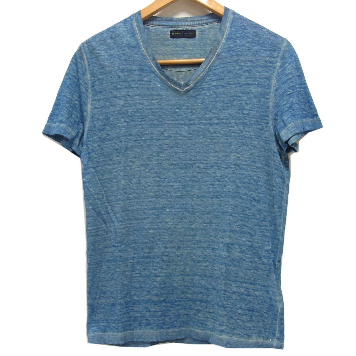 ETRO エトロ リネン100% Vネック 半袖 サマーニット リネン　Tシャツ 美品 希少 定価45,000円☆ETRO エトロ リネン100% Vネック 半袖 サマー