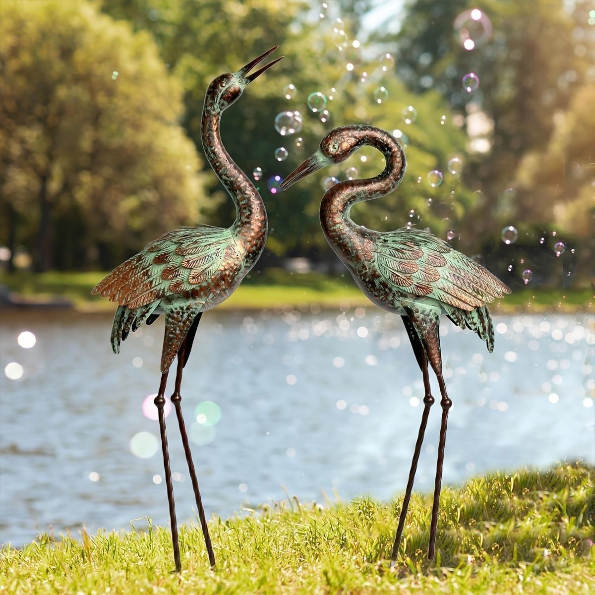 置物 オブジェ ガーデンオーナメント 室内 屋外 インテリア カップル フラミンゴ 鳥 トリ バード 2個セット 玄関 リビング ダイニング 装飾 オフィス 庭 ガーデニング 装飾 ガーデン インテリア