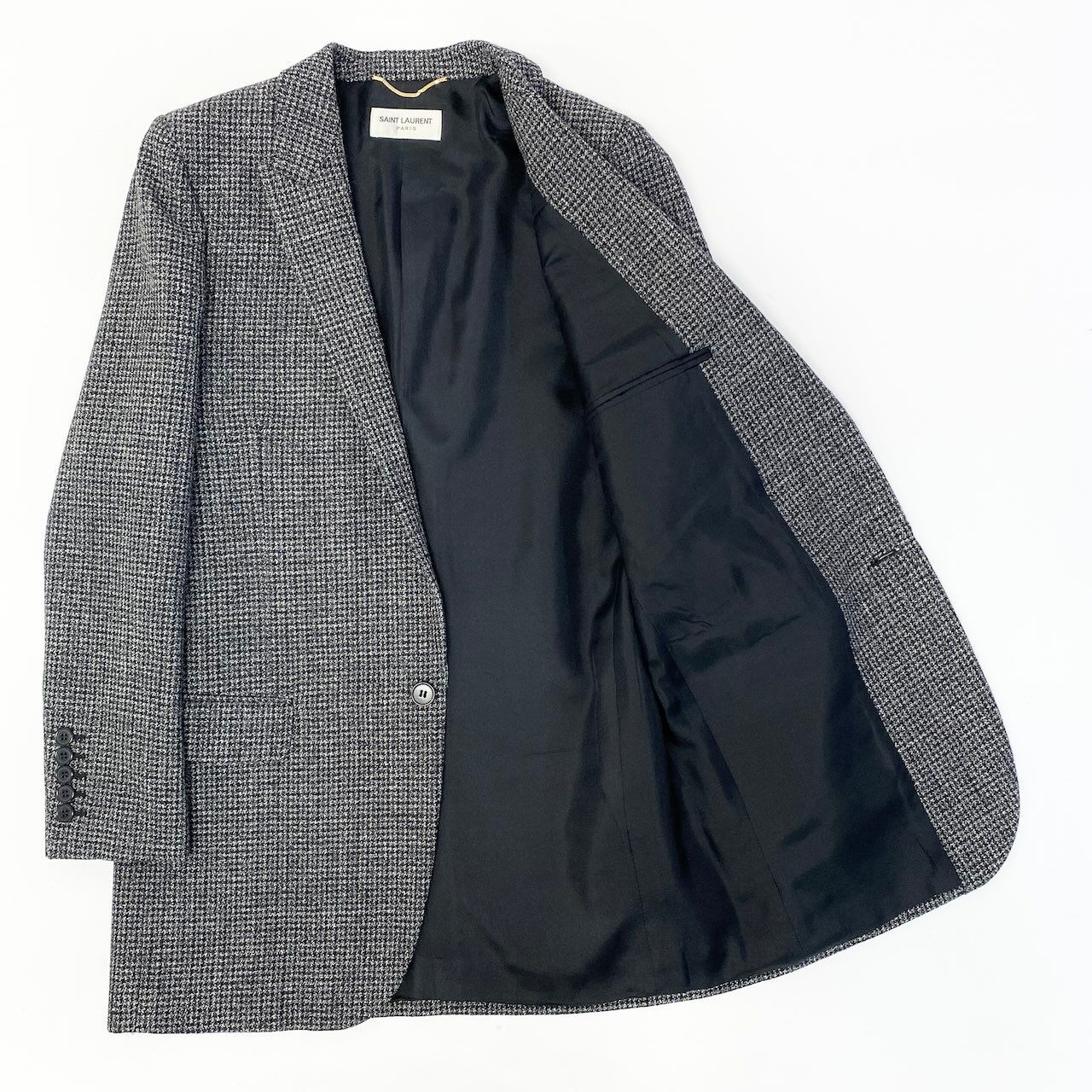e8 【極美品】SAINT LAURENT ツイードジャケット テーラードジャケット イタリア製 36サイズ グレー系 ウール100% メンズ 男性用k02i e8 【極美品】SAINT LAURENT ツイードジャケット テーラードジャケット イタリア製 36サイズ グレー系 ウール100% メンズ 男性用k02i